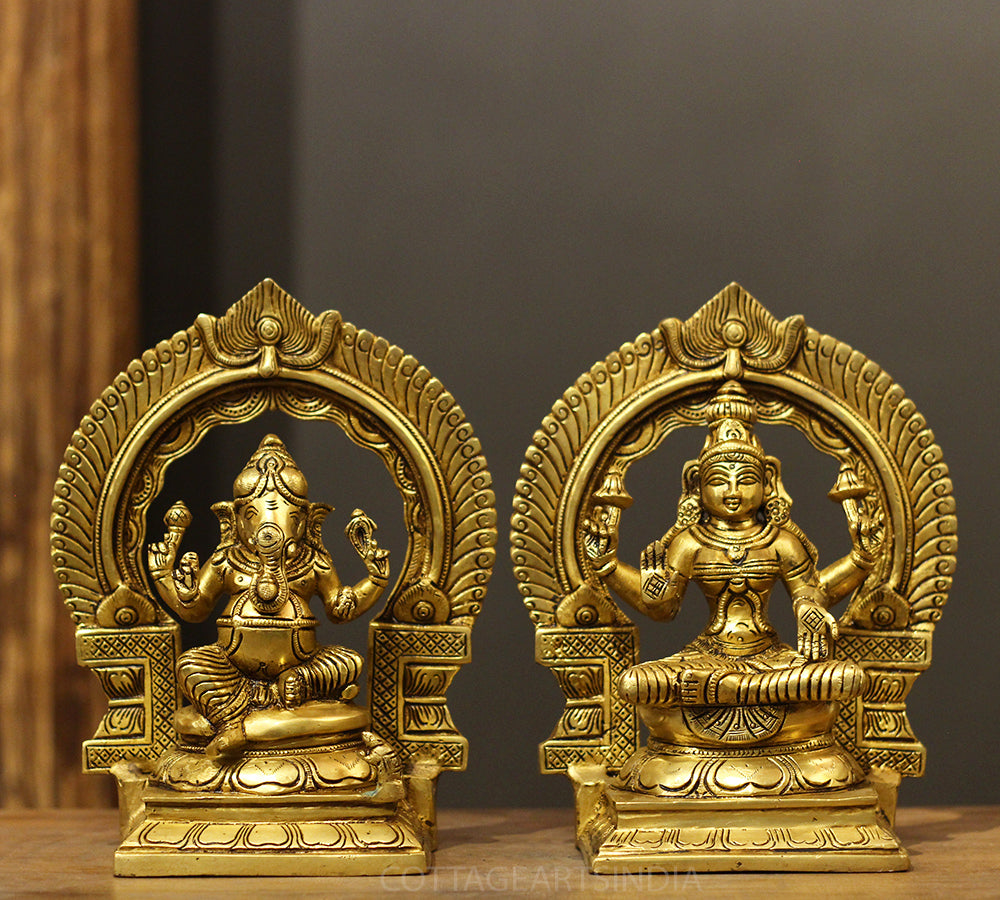 Brass Ganesh - Brass Laxmi With Prabhawal