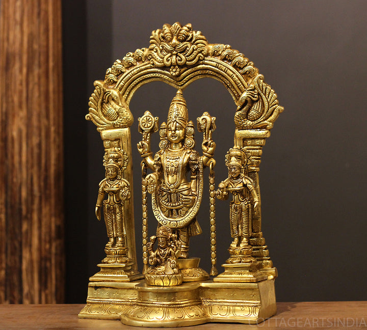 Brass Balaji Venkateshwara With Bhu Devi,Shri Devi and Laxmi
