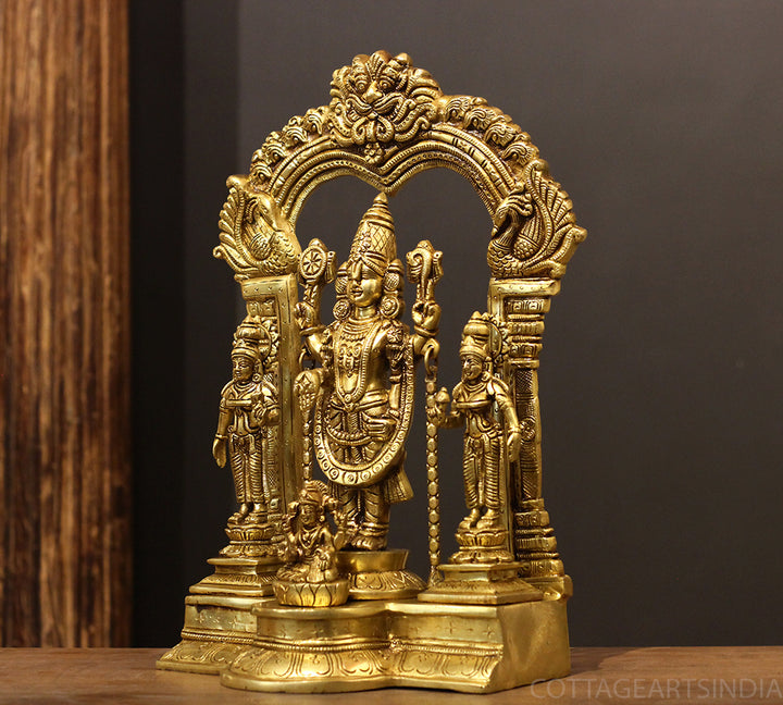 Brass Balaji Venkateshwara With Bhu Devi,Shri Devi and Laxmi