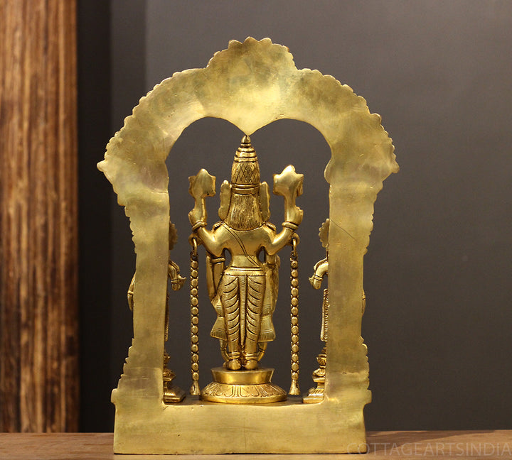 Brass Balaji Venkateshwara With Bhu Devi,Shri Devi and Laxmi