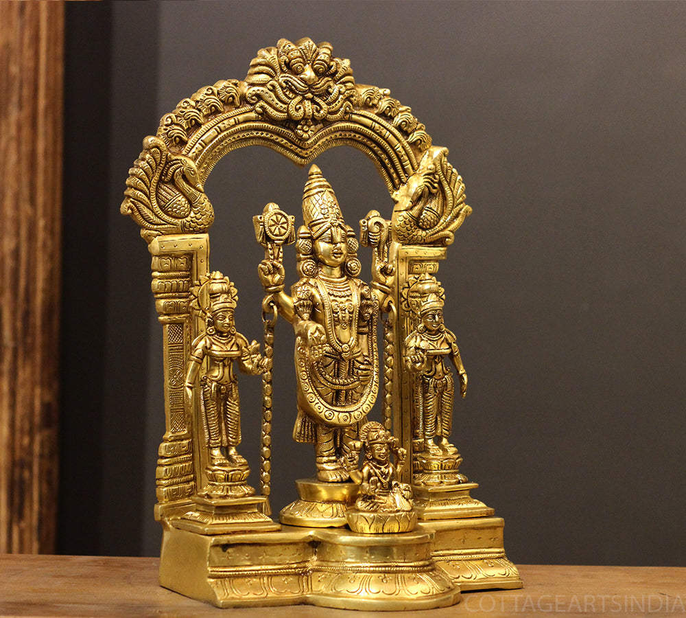 Brass Balaji Venkateshwara With Bhu Devi,Shri Devi and Laxmi