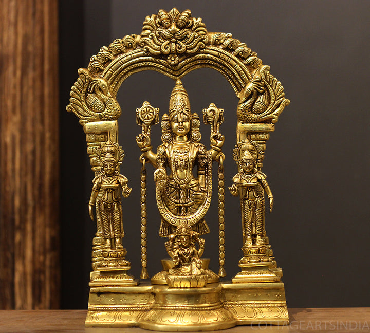 Brass Balaji Venkateshwara With Bhu Devi,Shri Devi and Laxmi