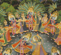 Hand-Painted Maharas Leela Pichwai Painting | Krishna Ras Leela Artwork