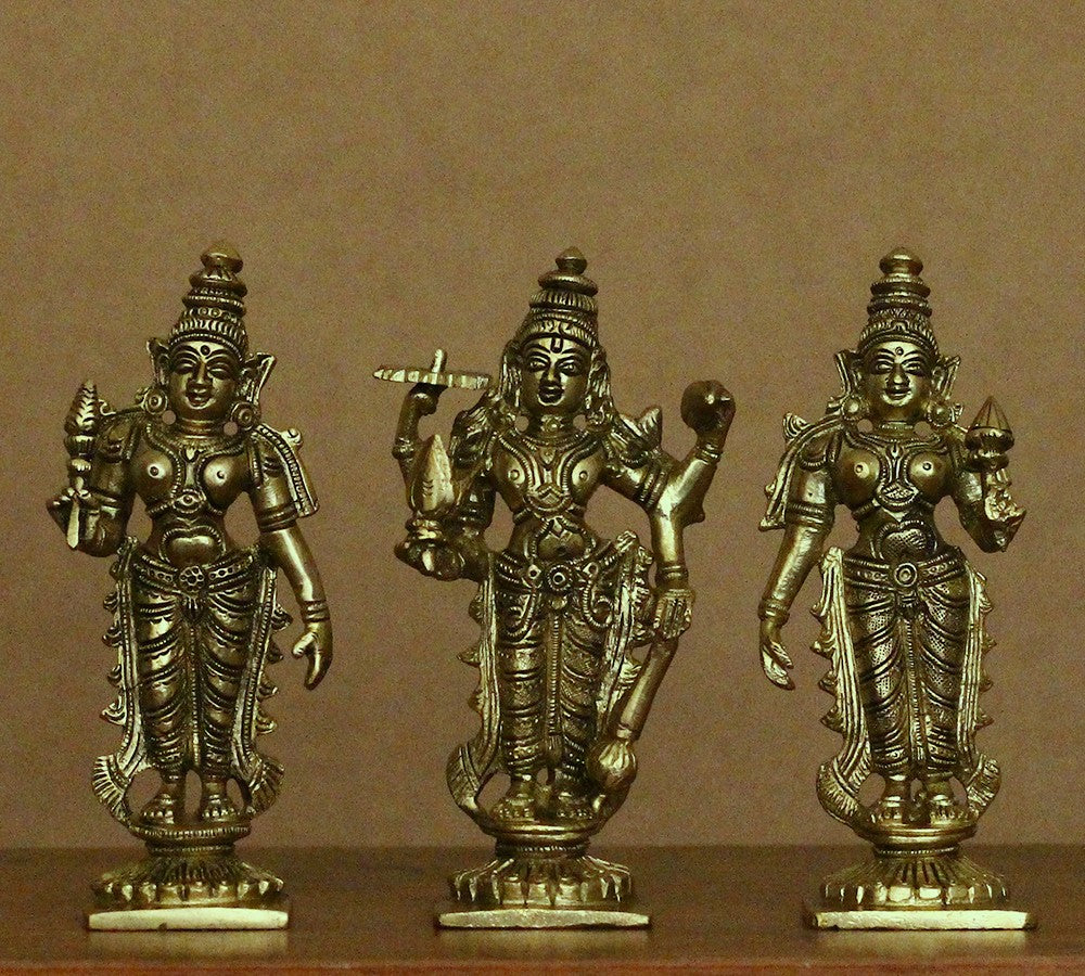 Brass Lord Vishnu , Laxmi and Bhudevi