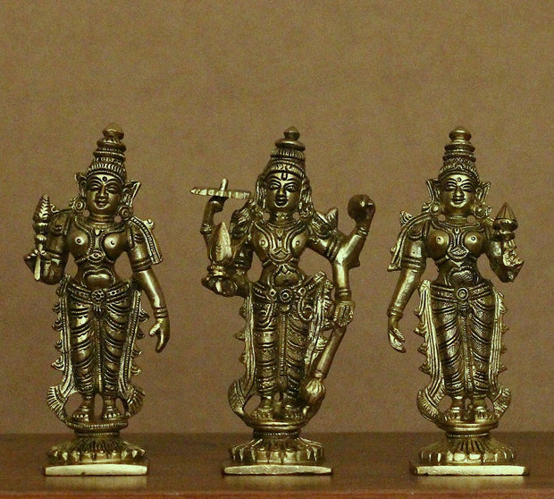 Brass Lord Vishnu , Laxmi and Bhudevi