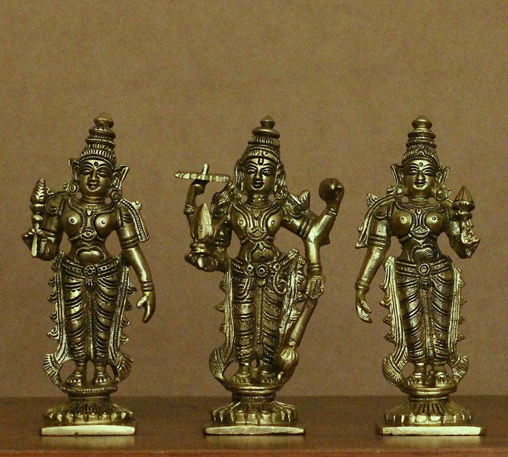 Brass Lord Vishnu , Laxmi and Bhudevi