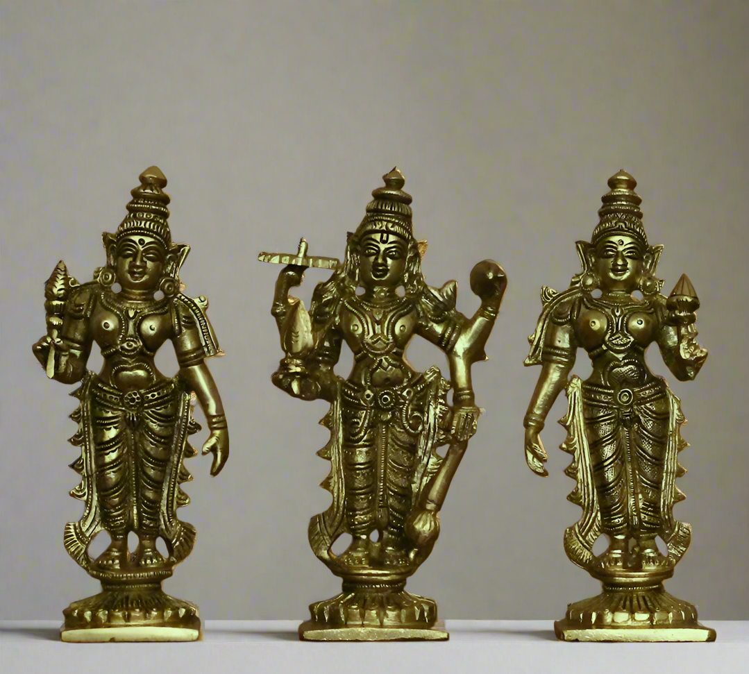 Brass Lord Vishnu , Laxmi and Bhudevi