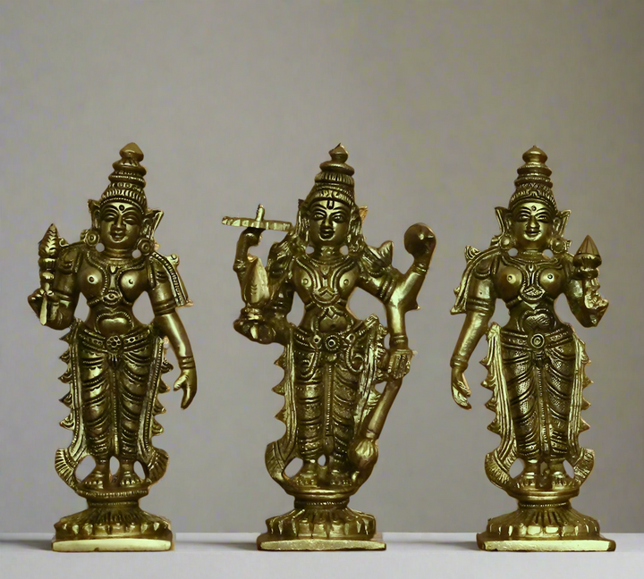 Brass Lord Vishnu , Laxmi and Bhudevi