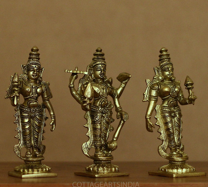 Brass Lord Vishnu , Laxmi and Bhudevi