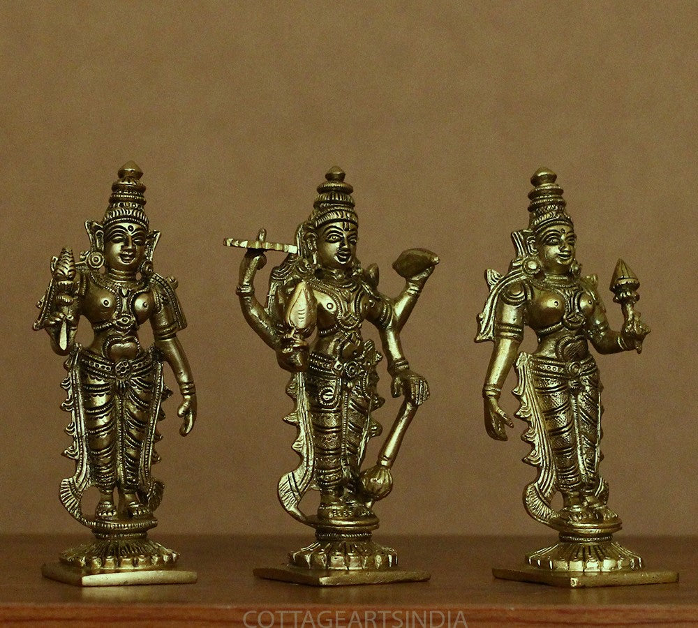 Brass Lord Vishnu , Laxmi and Bhudevi