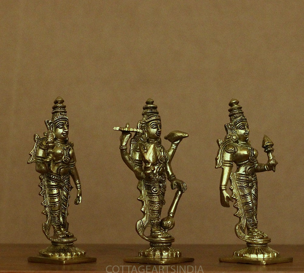 Brass Lord Vishnu , Laxmi and Bhudevi