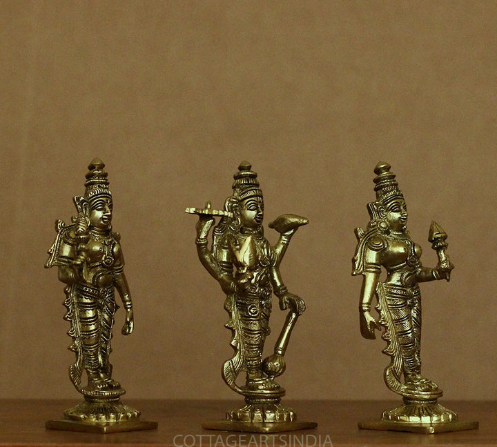 Brass Lord Vishnu , Laxmi and Bhudevi