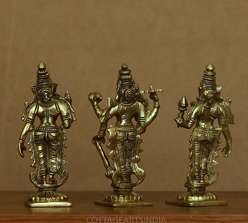 Brass Lord Vishnu , Laxmi and Bhudevi