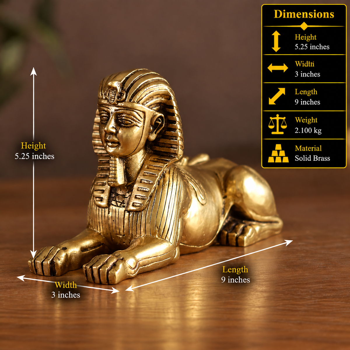 Brass Spinx Egyptian Statue
