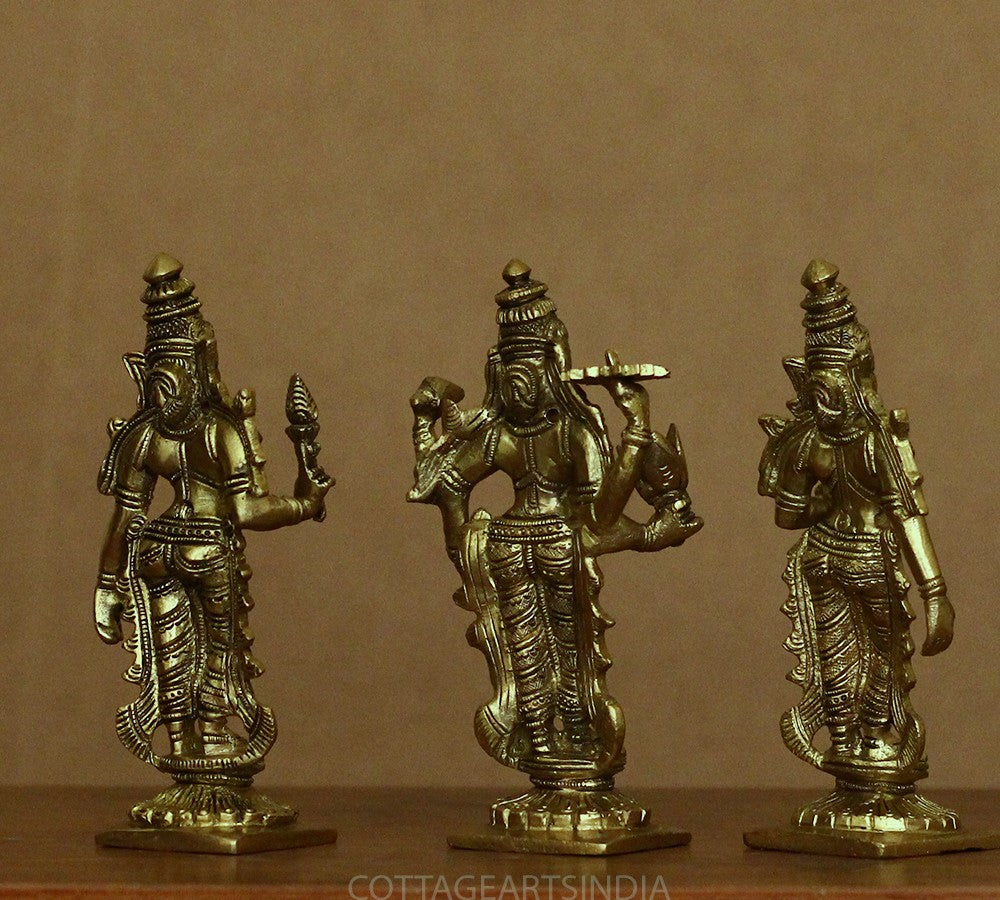 Brass Lord Vishnu , Laxmi and Bhudevi
