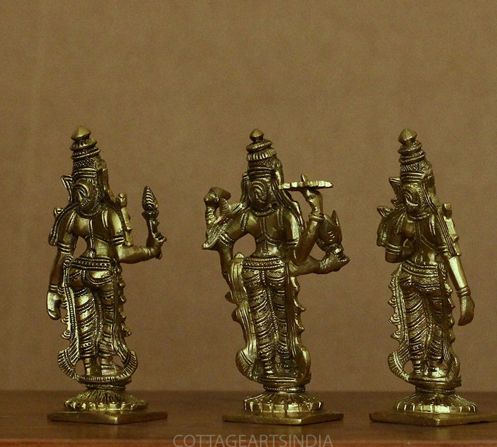 Brass Lord Vishnu , Laxmi and Bhudevi