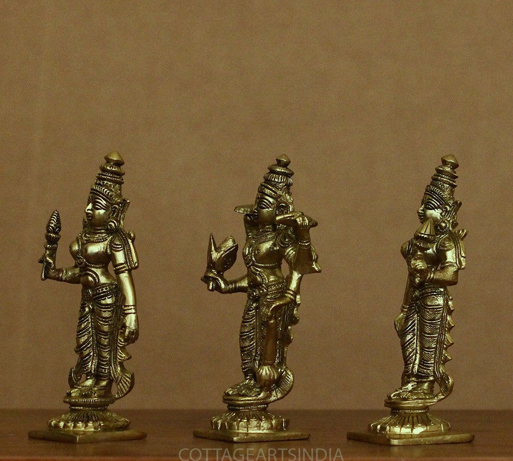 Brass Lord Vishnu , Laxmi and Bhudevi