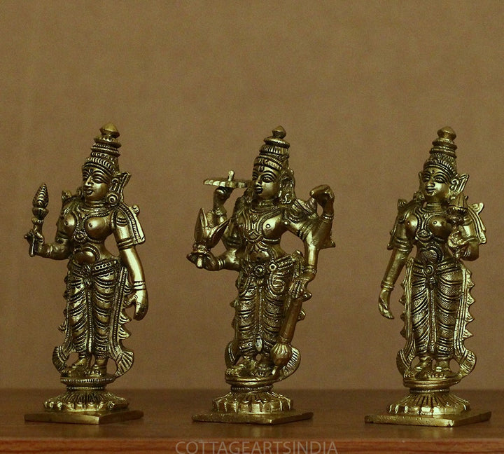 Brass Lord Vishnu , Laxmi and Bhudevi