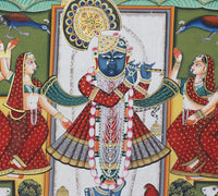 Hand-Painted Shrinathji Pichwai Painting | Krishna with Cows & Gopis