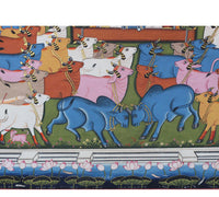 Hand-Painted Shrinathji Pichwai Painting | Krishna with Cows & Gopis