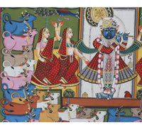 Hand-Painted Shrinathji Pichwai Painting | Krishna with Cows & Gopis