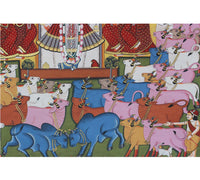 Hand-Painted Shrinathji Pichwai Painting | Krishna with Cows & Gopis
