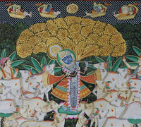 Hand-Painted Shrinathji Gopal Pichwai Painting | Sacred Cow Theme Artwork