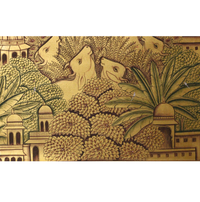 Krishna with Cows Pichwai Painting – Golden Vrindavan Wall Art