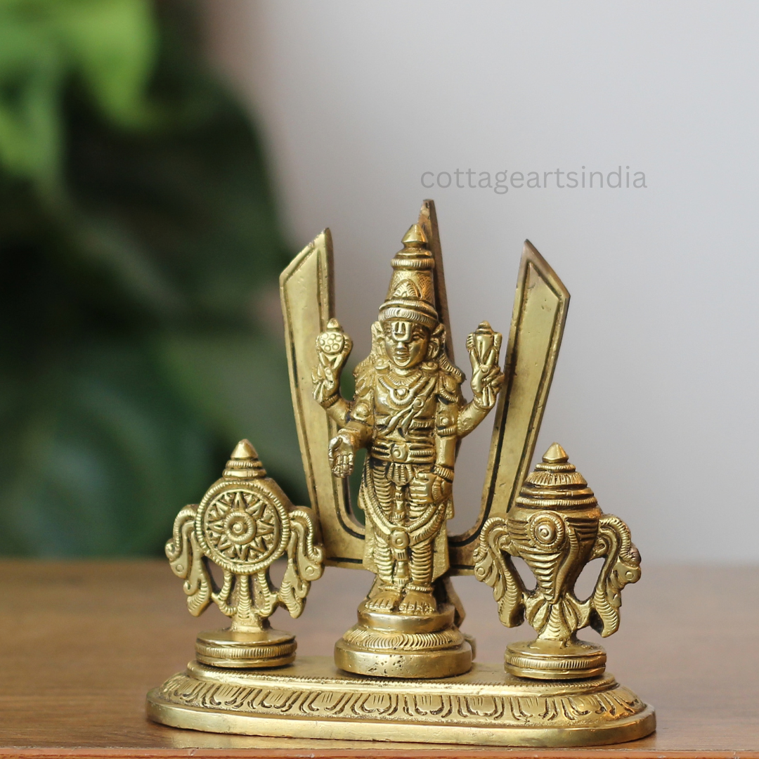 Handcrafted Brass Lord Venkateswara Balaji Idol with Shankha and Chakra