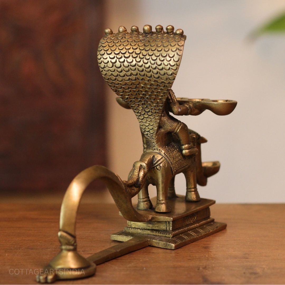 Brass Lakshmi With Sheshnaag  Aarti Diya