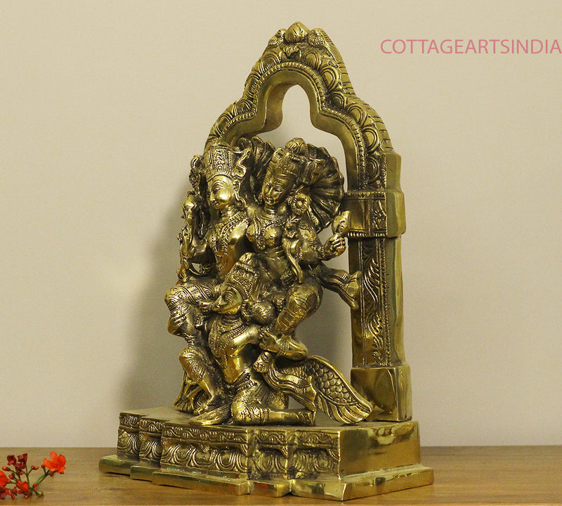Brass Garuda Carrying Vishnu and Laxmi