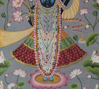Hand-Painted Shrinathji Pichwai Painting | Traditional Lotus Theme Artwork