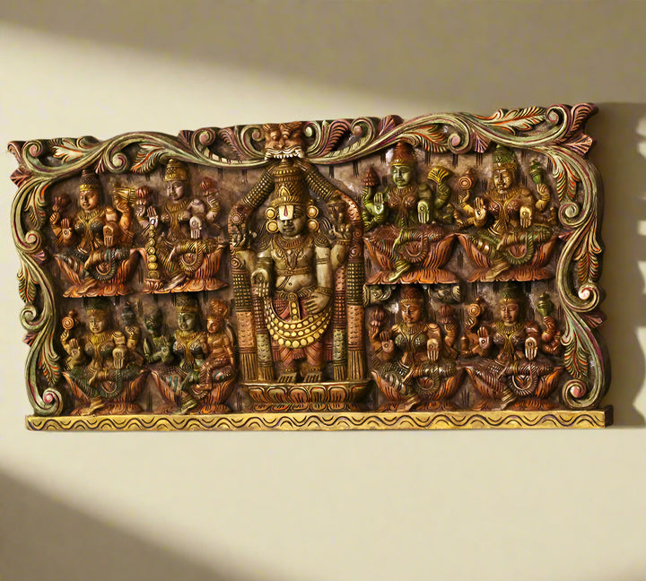 Wooden Wall Panel Balaji And Ashtalakxmi