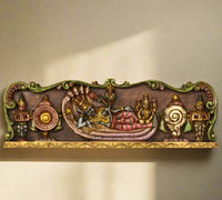 Wooden Wall Panel Vishnu ji and Laxmi Maa 36"