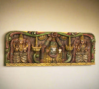 Wooden Wall Panel Balaji And Bhu Devi Sri Devi 36"