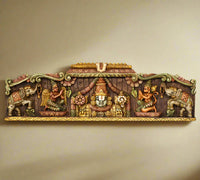 Wooden Wall Panel Vishnu ji Garuda and Hanuman