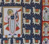 Hand-Painted Shrinathji Pichwai Painting | Sacred Cow & Darshan Nathdwara Art