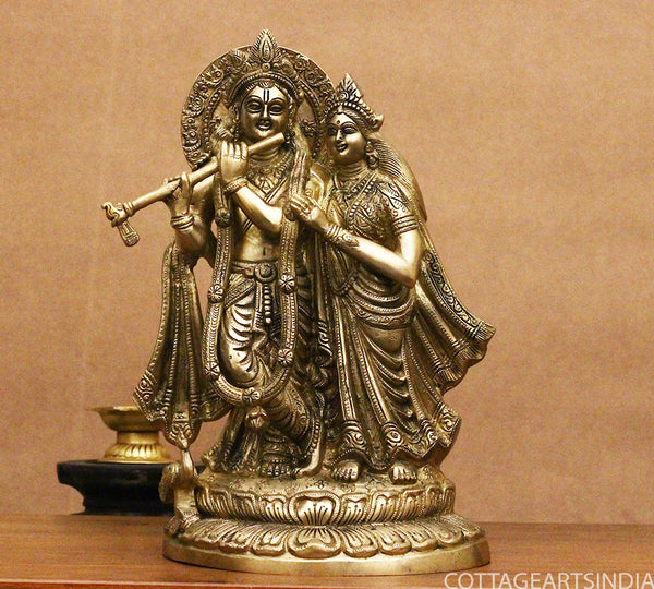 Brass Radha krishna Statue /Idol 12.5"