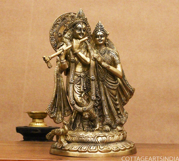 Brass Radha krishna Statue /Idol 12.5"