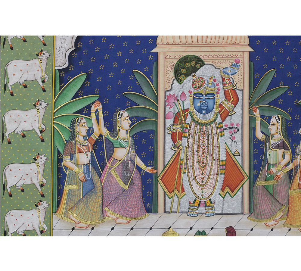 Hand-Painted Shrinathji Temple Pichwai Painting | Nathdwara Devotional Art