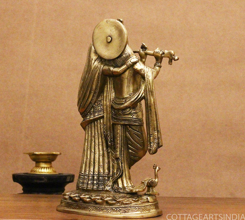 Brass Radha krishna Statue /Idol 12"