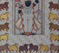Hand-Painted Shrinathji Silver & Gold Foil Pichwai Painting | Nathdwara Art