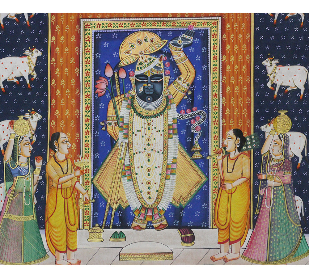 Hand-Painted Shrinathji Temple Pichwai Painting | Traditional Nathdwara Art