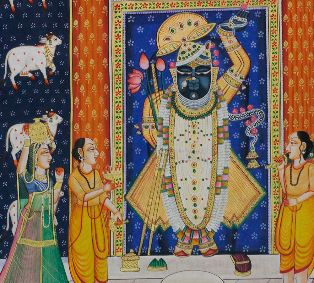 Hand-Painted Shrinathji Temple Pichwai Painting | Traditional Nathdwara Art