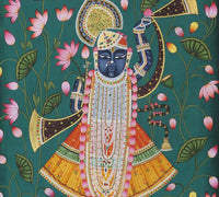 Hand-Painted Shrinathji Lotus Pichwai Painting | Nathdwara Devotional Art