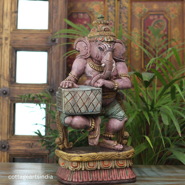 Handcrafted Ganesha Playing Harmonium | Indian Music Decor