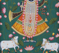 Hand-Painted Shrinathji Lotus Pichwai Painting | Nathdwara Devotional Art
