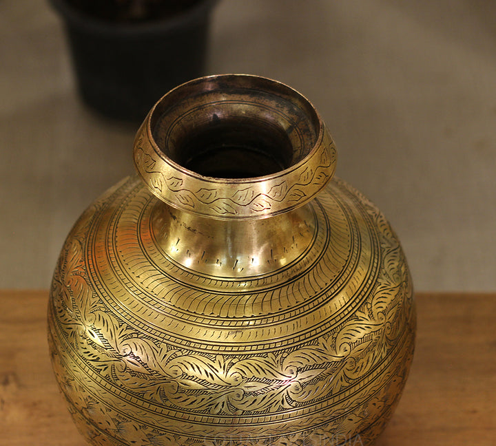 Brass Vintage Carved Planter