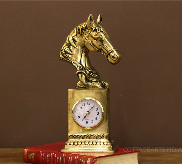 Brass Horse Bust Clock