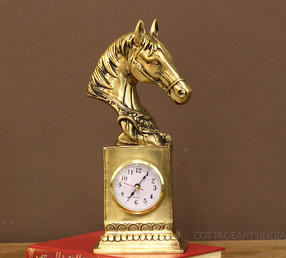 Brass Horse Bust Clock